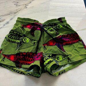 Vilebrequin Men's Swim Shorts - Neon Green and Red Fish Print